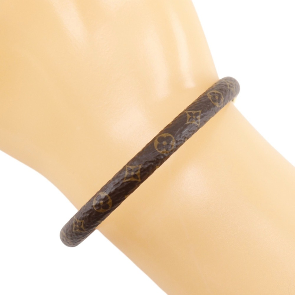 LOUIS VUITTON Brown Monogram Canvas Heart Charm Bracelet